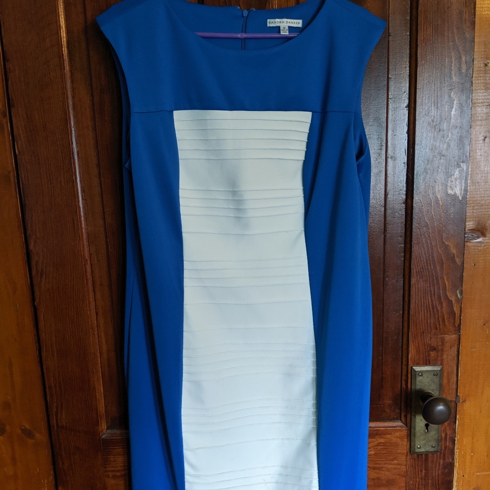 Sandra Darren blue and white dress